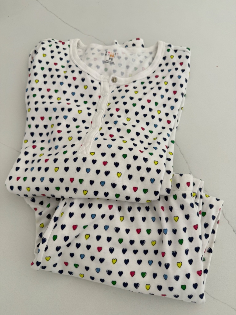 Roller Rabbit Multi Colored Heart Pajama 2 Piece Long Sleeve Long Pant Sleepwear